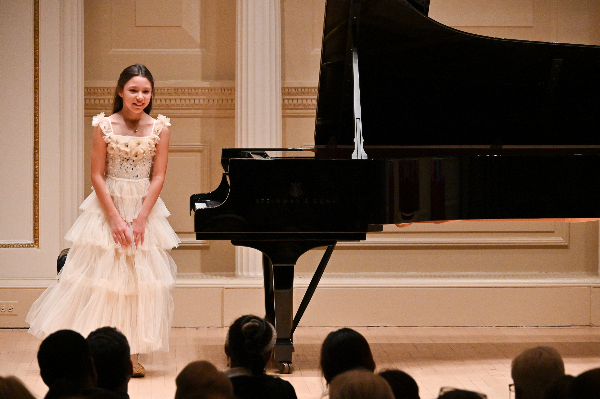 Isabella Castro tras una presentación de piano en el Carnegie Hall